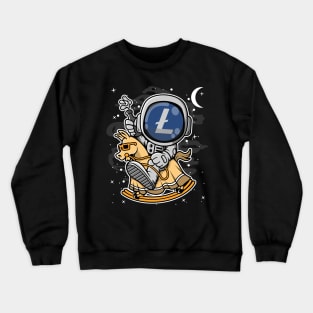 Astronaut Horse Litecoin LTC Coin To The Moon Crypto Token Cryptocurrency Blockchain Wallet Birthday Gift For Men Women Kids Crewneck Sweatshirt